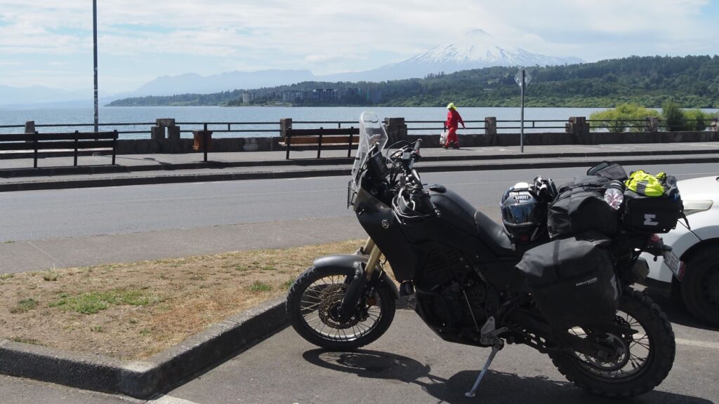 View across Lake Panguipulli to volcano